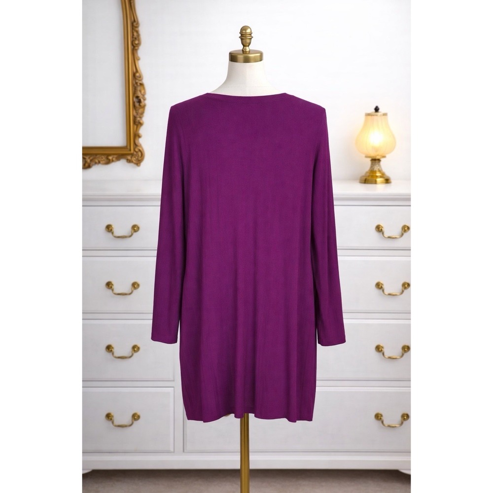 NEW‎ Chico's Ribbed Long Cardigan Sweater Blooming Dahlia Fuchsia Pockets 3 XL - Picture 2 of 13